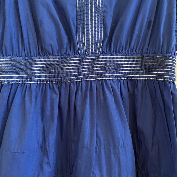 Nibi-Mtk Royal Blue Ruffle Trim Mini Dress Size L Tiered Coquette Tie Back - Picture 4 of 12